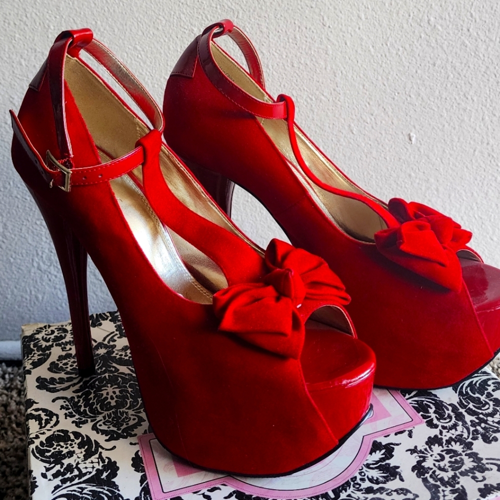Red Velvet Bakers Peep Toe 6-Inch Stiletto - Size 10 (Women's)